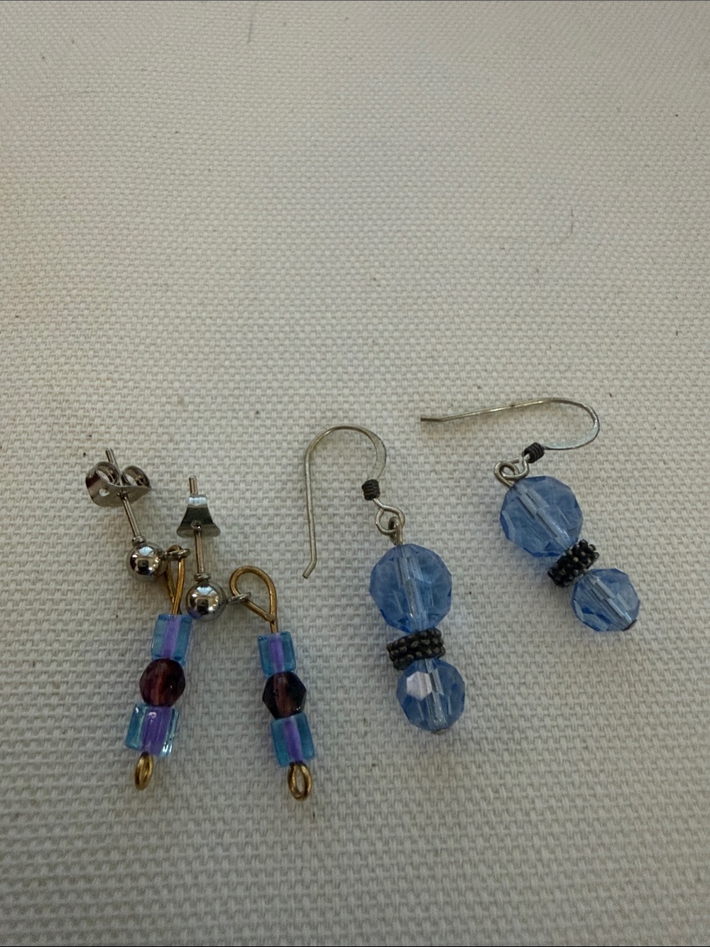 Blue Beaded Drop Earrings - Women Jewelry set of 2 pair